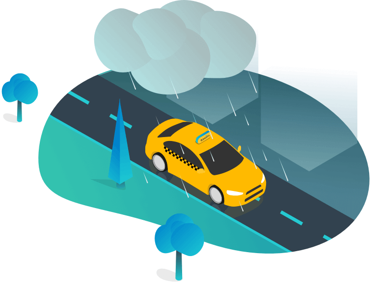Taxi város rendelés autó sofőr utas applikáció app budapest hősök tere lánchíd eső esernyő fa